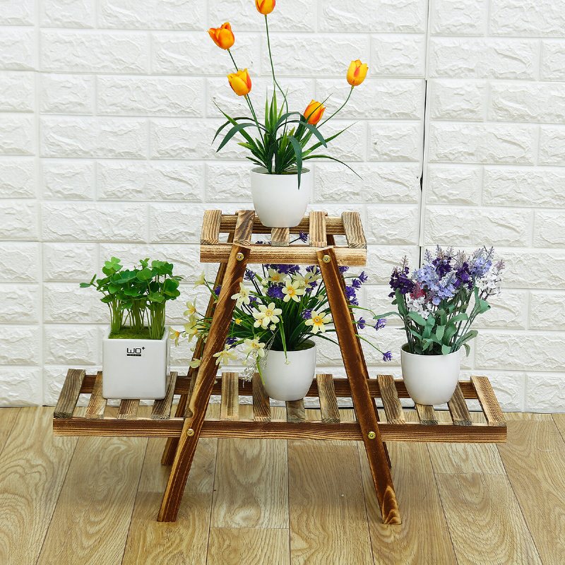 Blomsterhylla I Trä Växtställ A-formad Blomkrukor Display Hylla Trädgårdshållare För Vardagsrum Uteplats Trädgård
