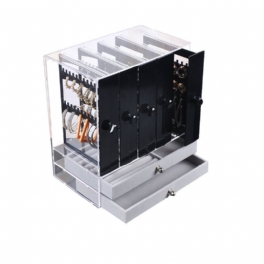 Dammtät Genomskinlig Akryl Örhängen Smycken Förvaringsbox Desktop Display Stativ Rack Organizer