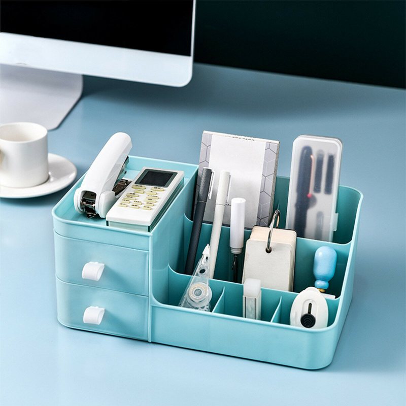 Desktop Kosmetisk Förvaringslåda Låda Sminkborstar Organizer Sminkbord Hudvårdsställ Diverse Behållare