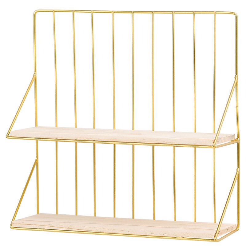 Dubbellager Vägg Förvaring Hylla Vägghängande Korg Hyllor Desktop Kosmetisk Rack Organizer