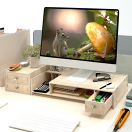 Flerfunktionsbord För Bildskärmsställ Trähylla Sockel Datorskärm Riser Bärbar Dator Stark Hållare För Datorstativ Trä Lapdesks