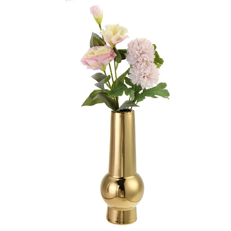 Gyllene Keramikvas Vardagsrum Plantering Hantverk Blomsterarrangemang Behållare Hemmakontor Skrivbordsdekoration Ornament