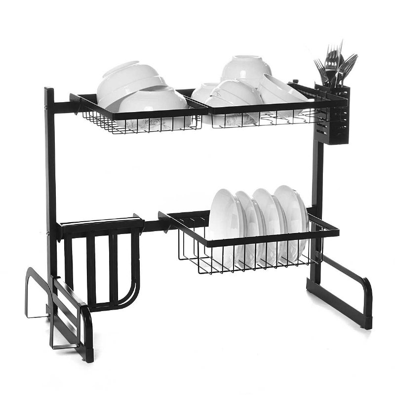 Iron Art Infällbart Förvaringsställ 63-93 cm Kolstål Multifunktionell Diskställ Kökstillbehör Organizer
