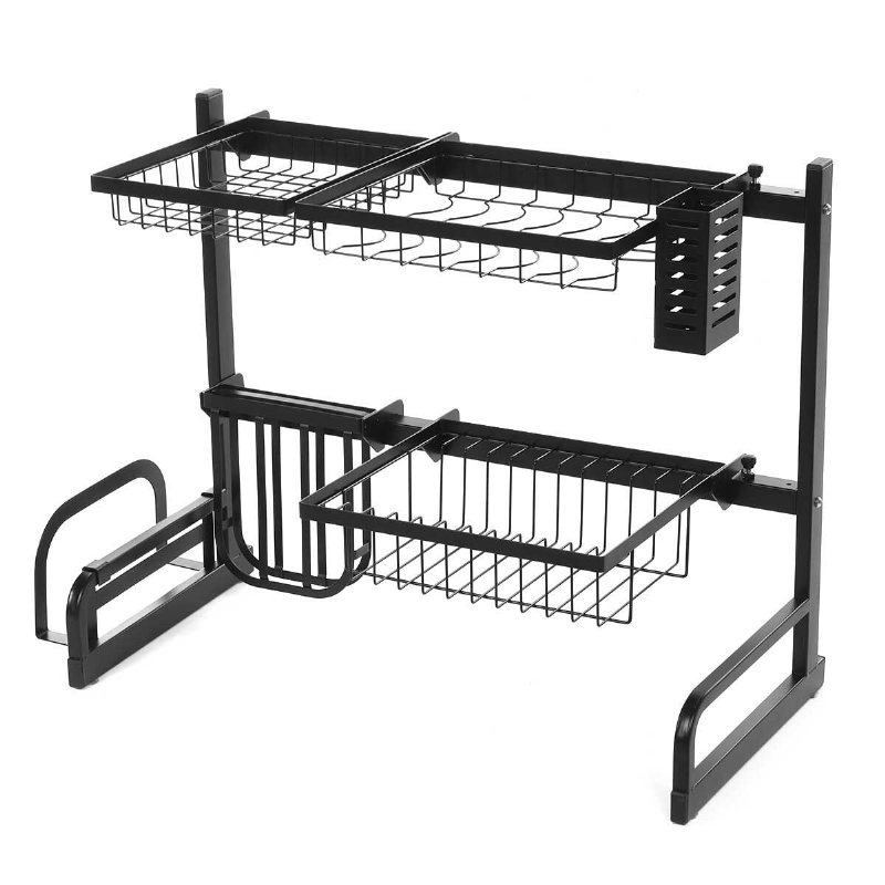 Iron Art Infällbart Förvaringsställ 63-93 cm Kolstål Multifunktionell Diskställ Kökstillbehör Organizer