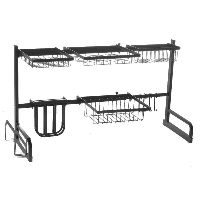 Iron Art Infällbart Förvaringsställ 63-93 cm Kolstål Multifunktionell Diskställ Kökstillbehör Organizer