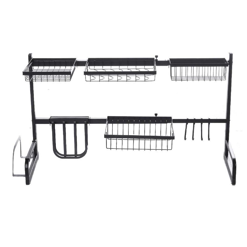 Iron Art Infällbart Förvaringsställ 63-93 cm Kolstål Multifunktionell Diskställ Kökstillbehör Organizer