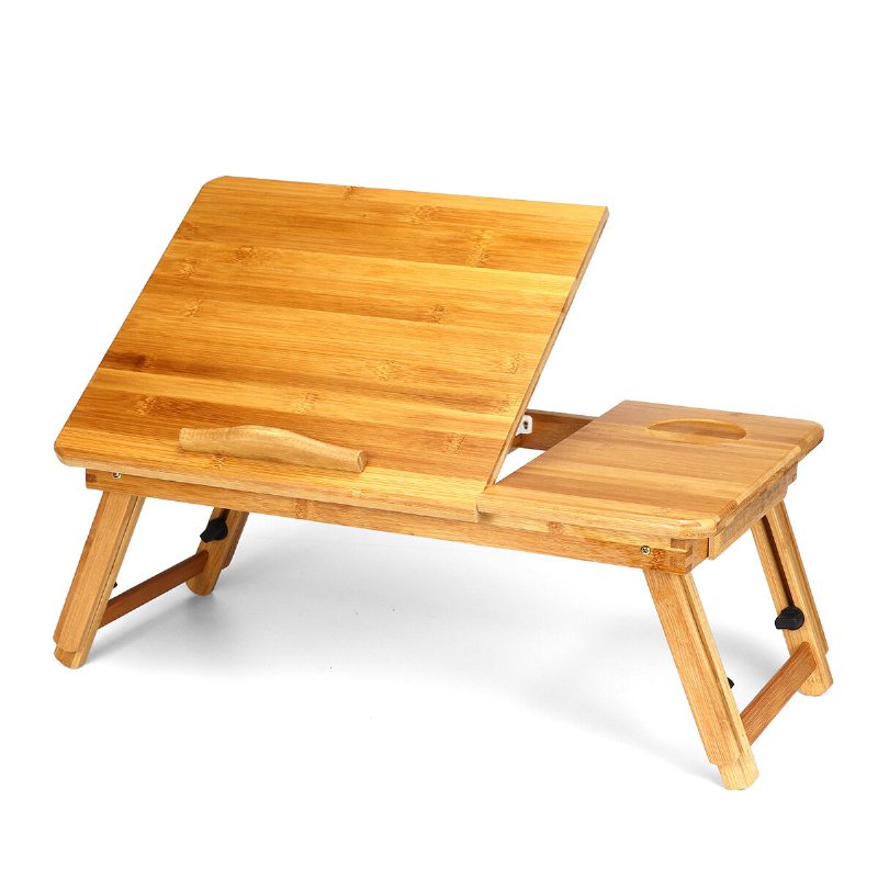Justerbart Skrivbord För Bärbar Dator Stor Säng Bricka Lutbar Topp Fällbart Bord Multi-tasking-ställ Frukost Servering Bambubord