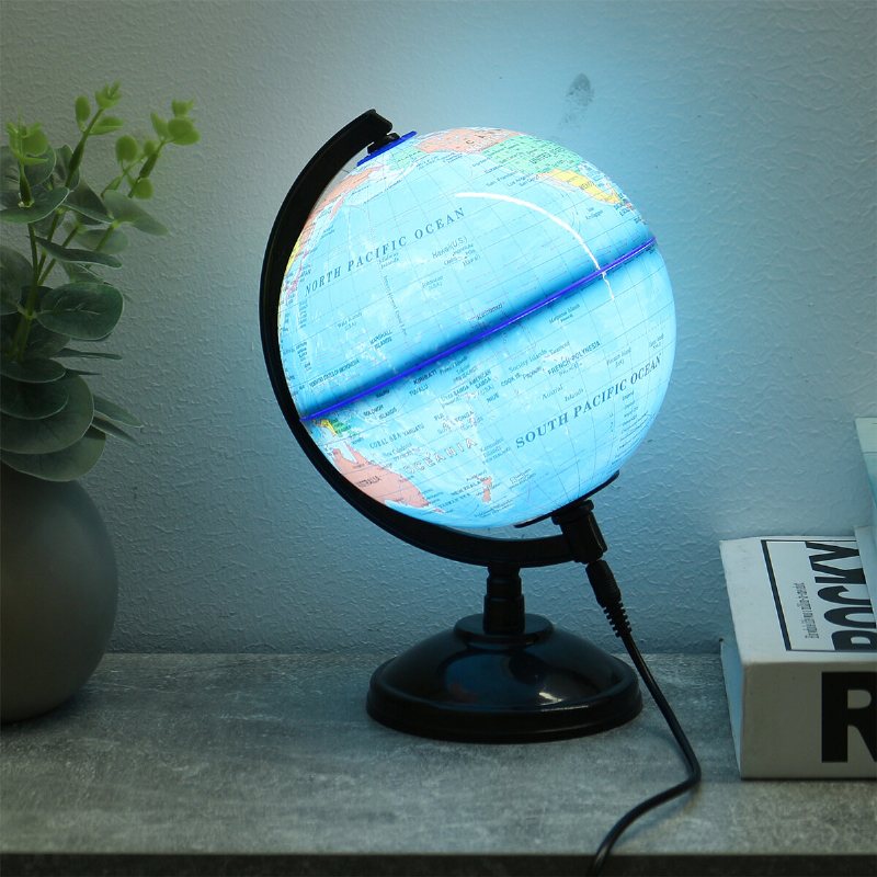 Led Luminerad Globe Earth Usb Powered 14cm Roterbar Modell För Barn Utbildning Heminredning