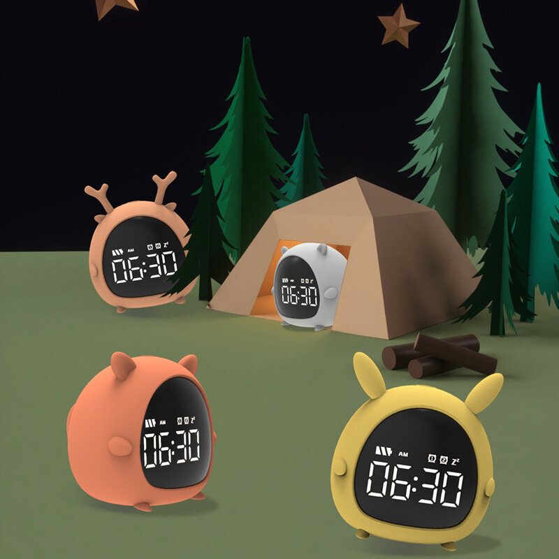 Little Elf Väckarklocka Digital Led-bordsväckarklocka Snooze Countdown Uppladdningsbar Tecknad Klocka
