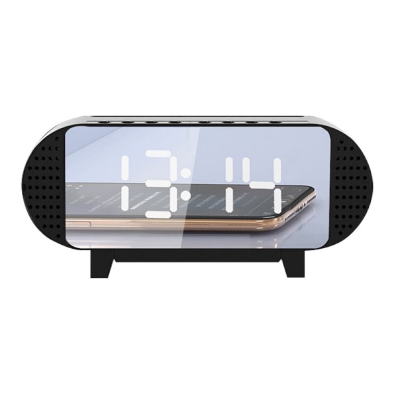 Mini Mirror Bluetooth Akustisk Väckarklocka Led Trådlös Bärbar Musikspelare Hemma Sängbord Kontor Skrivbordsmaterial