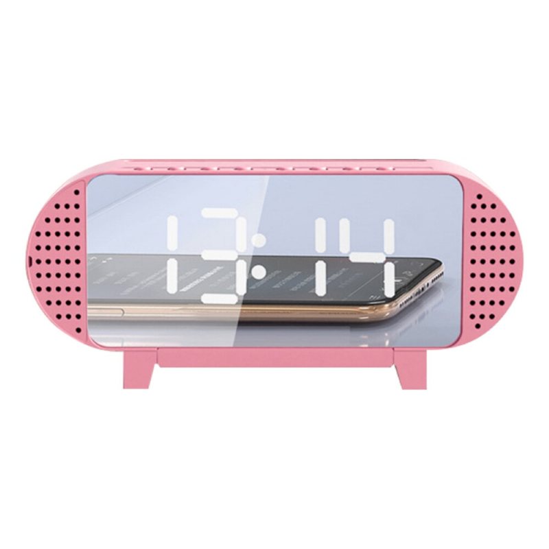 Mini Mirror Bluetooth Akustisk Väckarklocka Led Trådlös Bärbar Musikspelare Hemma Sängbord Kontor Skrivbordsmaterial