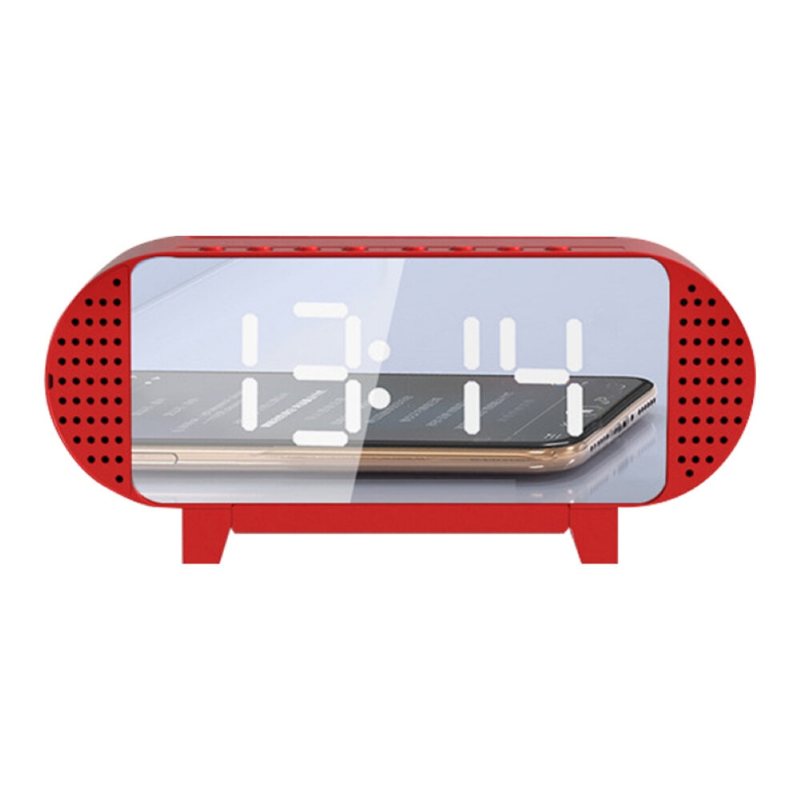 Mini Mirror Bluetooth Akustisk Väckarklocka Led Trådlös Bärbar Musikspelare Hemma Sängbord Kontor Skrivbordsmaterial