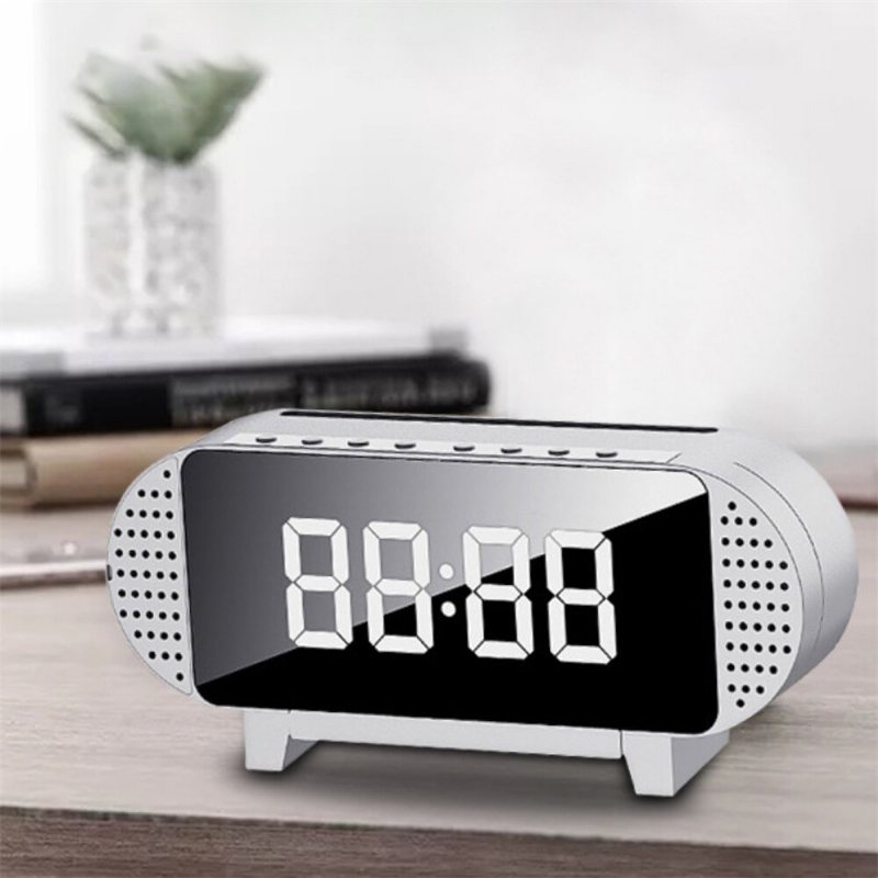 Mini Mirror Bluetooth Akustisk Väckarklocka Led Trådlös Bärbar Musikspelare Hemma Sängbord Kontor Skrivbordsmaterial