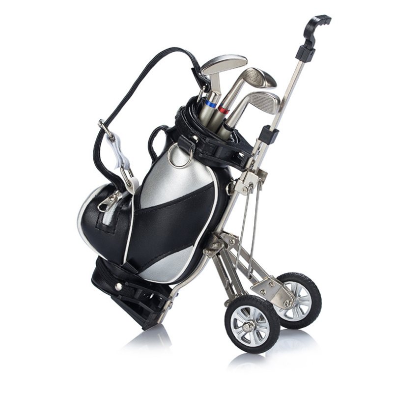 Minigolfväska Utseende Pennhållare Med Golfklubbputter Kulspetspenna Golfare Presentförpackning Desktop Deco För Kontorsmaterial Papperskor
