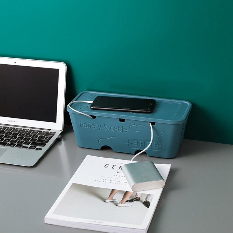 Nätverkslinje Lagringsfack Laddare Ledningshantering Kabelförvaring Box Office Organizer Power Strip Wire Case