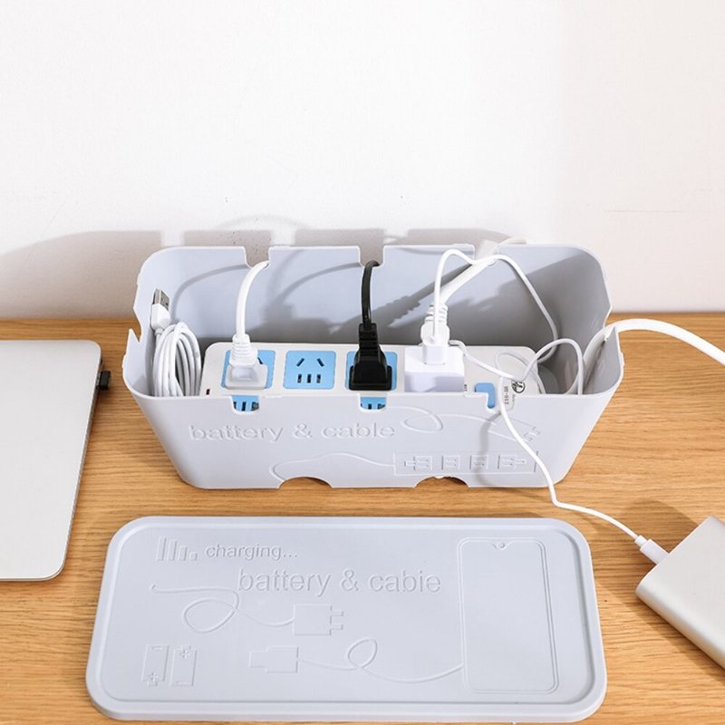 Nätverkslinje Lagringsfack Laddare Ledningshantering Kabelförvaring Box Office Organizer Power Strip Wire Case