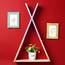 Nordic Wooden Triangle Hylla Vägghängande Förvaringsställ Bokhylla Kontor Heminredning Stativ