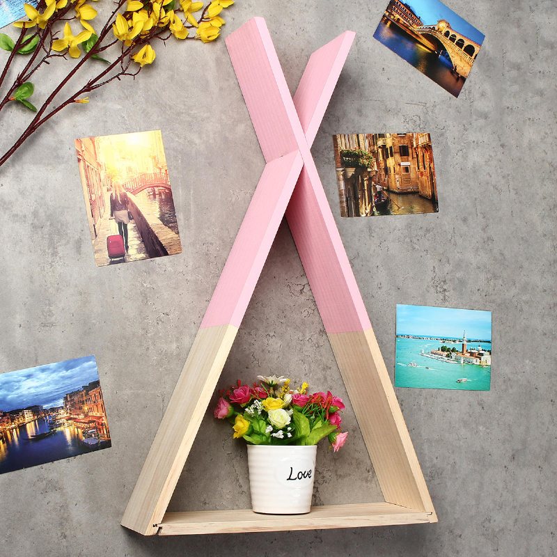 Nordic Wooden Triangle Hylla Vägghängande Förvaringsställ Bokhylla Kontor Heminredning Stativ