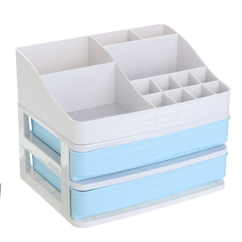 Plast Kosmetiklåda Låda Smink Organizer Desktop Förvaringslåda Behållare Nagellåda Hållare Smycken