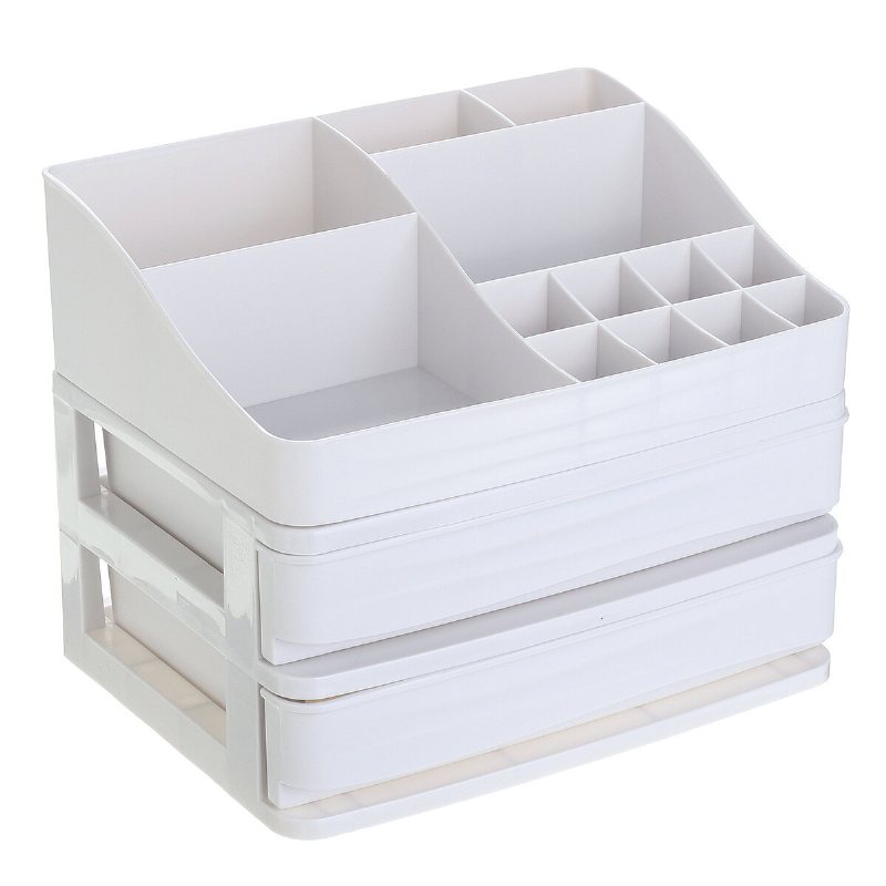 Plast Kosmetiklåda Låda Smink Organizer Desktop Förvaringslåda Behållare Nagellåda Hållare Smycken