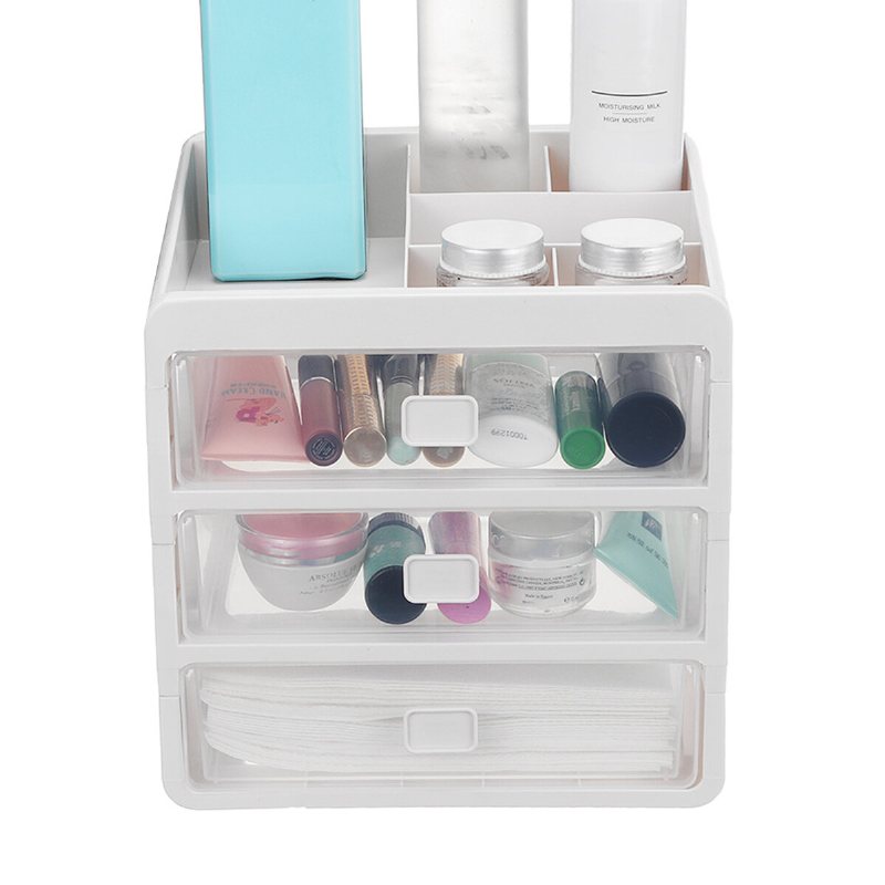 Plast Kosmetisk Förvaringslåda Låda Sovrum Skrivbord Smink Organizer Behållare Hållare