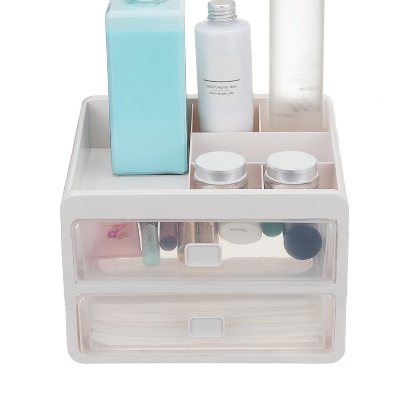 Plast Kosmetisk Förvaringslåda Låda Sovrum Skrivbord Smink Organizer Behållare Hållare