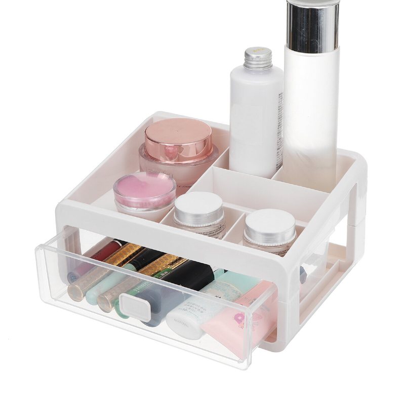 Plast Kosmetisk Förvaringslåda Låda Sovrum Skrivbord Smink Organizer Behållare Hållare
