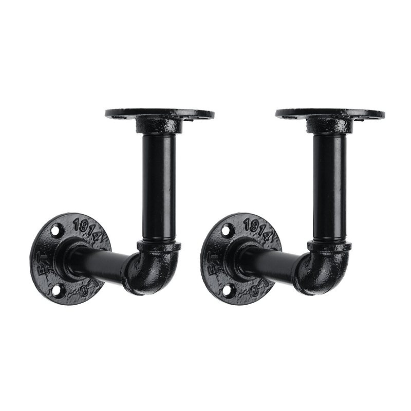 Rörhylla Väggmonterade Metall Rörfästen Industriell Svart Hylla Vintage För Flytande Hyllor