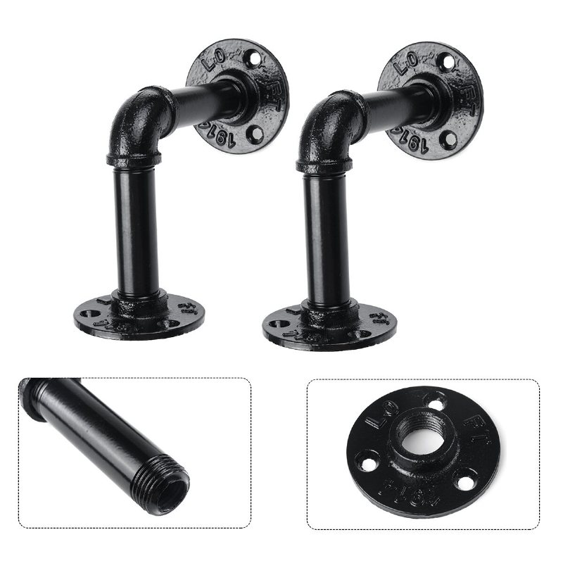 Rörhylla Väggmonterade Metall Rörfästen Industriell Svart Hylla Vintage För Flytande Hyllor