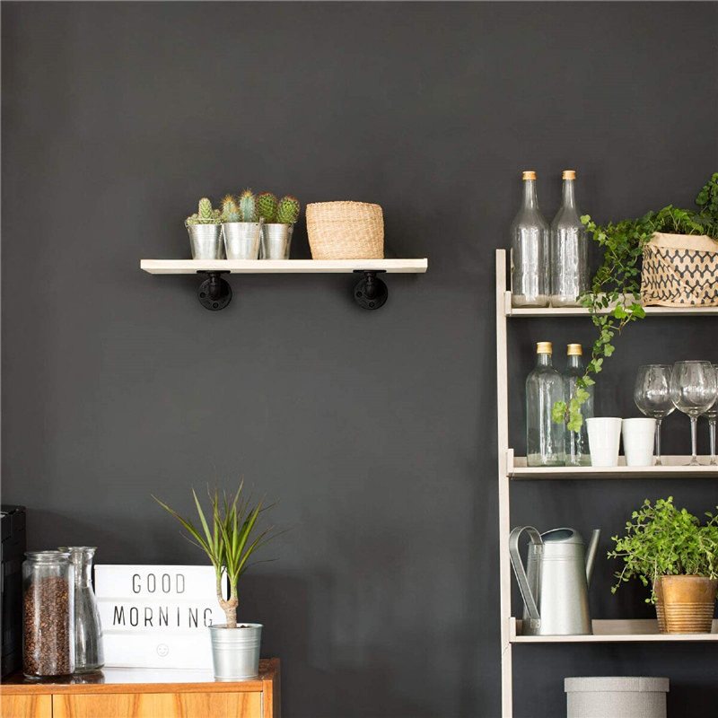 Rörhylla Väggmonterade Metall Rörfästen Industriell Svart Hylla Vintage För Flytande Hyllor