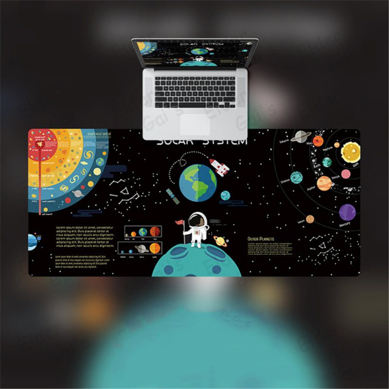 Space Planet Musmatta Bärbar Dator Stor Spelmusmatta Högkvalitativ Print Lock Edge Design Tangentbord Skrivbordsmatta För Pc-dator