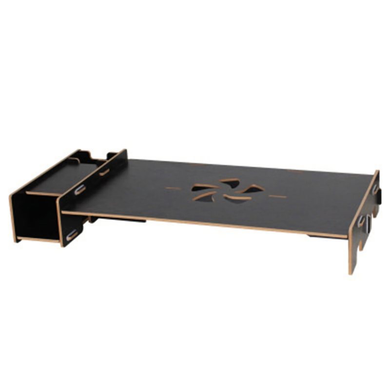 Trä Laptop Stativ Desktop Riser Förvaring Låda Organizer 2 Nivåer Dator Ofiice Supply For Home Office
