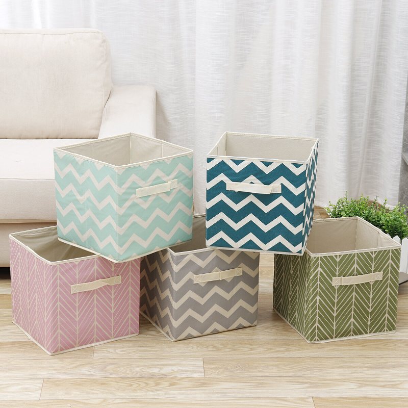 Vikbar Canvas Förvaringslåda Tyg Kub Tyg Korg Väska Hem Kosmetikfodral Skrivbord Organizer Bin Desktop Förvaring