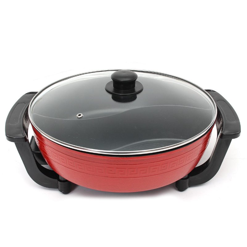 1300w Elektrisk Non-stick Hot Pot Dual Side Divide Hem Rökfri Shabu Köksredskap
