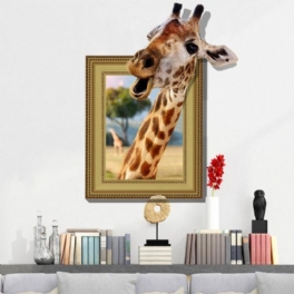 3d Giraffe Vardagsrum Sovrum Djur Golv Hem Bakgrund Väggdekor Kreativa Klistermärken