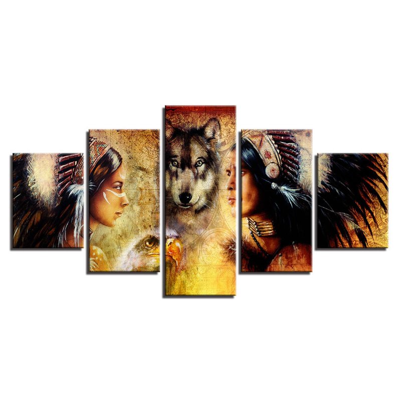 5st Set Wolf Modern Canvas Print Målningar Väggkonst Bilder Heminredning Oinramad