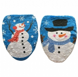 Badrum Christmas Snowman Toalettstolsöverdrag Glad Santa Closepall Dekorationer