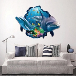 Miico Creative 3d Havsfisk Delfin Avtagbar Hem Rum Dekorativ Väggdekor Sticker