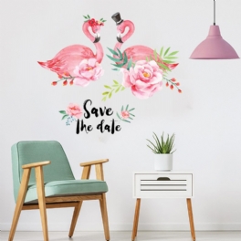 Miico Creative Pink Kärlekspar Flamingo Blomma Pvc Avtagbar Hem Rum Dekorativ Decor Sticker