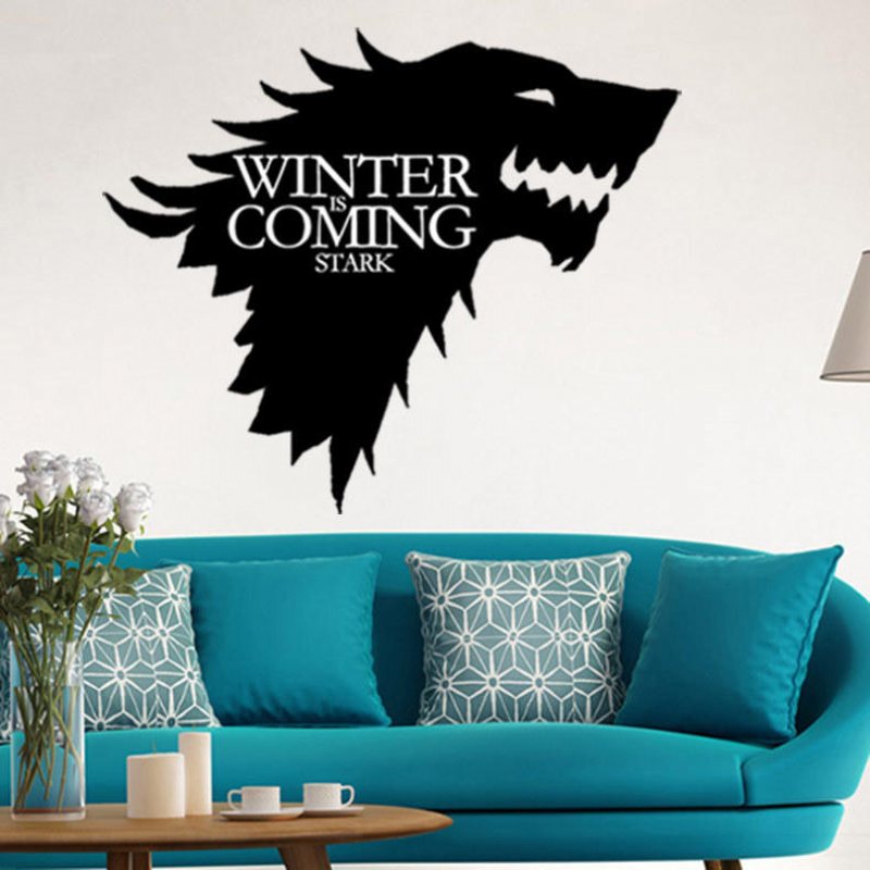 T-5 Game Of Thrones Stark Familjeemblem Ice Wolf Wall Stickers Graverade