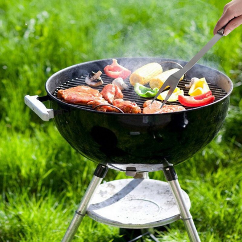 18 St Serviser I Rostfritt Stål Bbq-verktyg Långgaffel Bbq Clip Borste Stålpinne Spade Grillmatlagningsverktyg