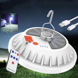 2 I 1 300w Solar Led Campingljus Fjärrkontroll Tältlampa Hang Fishing Nattlampa Nödarbete Lampa Power Bank