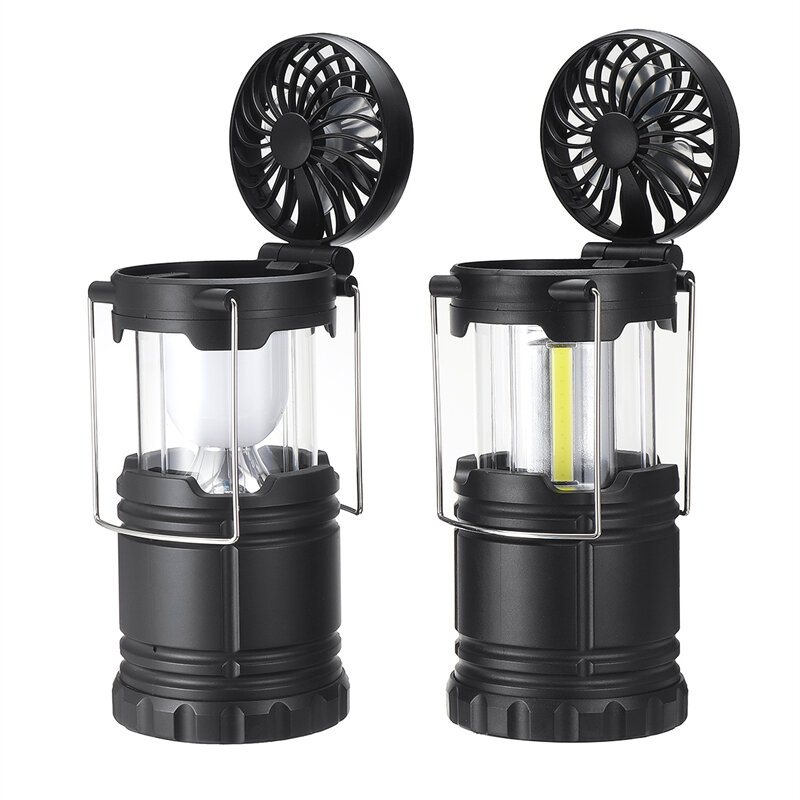 2 I 1 Cob/ball Bulb Camping Light Multifunktion Nödlykta Med Fläkt Arbetsljus Nattljus Tältlampa För Utomhus Fiske