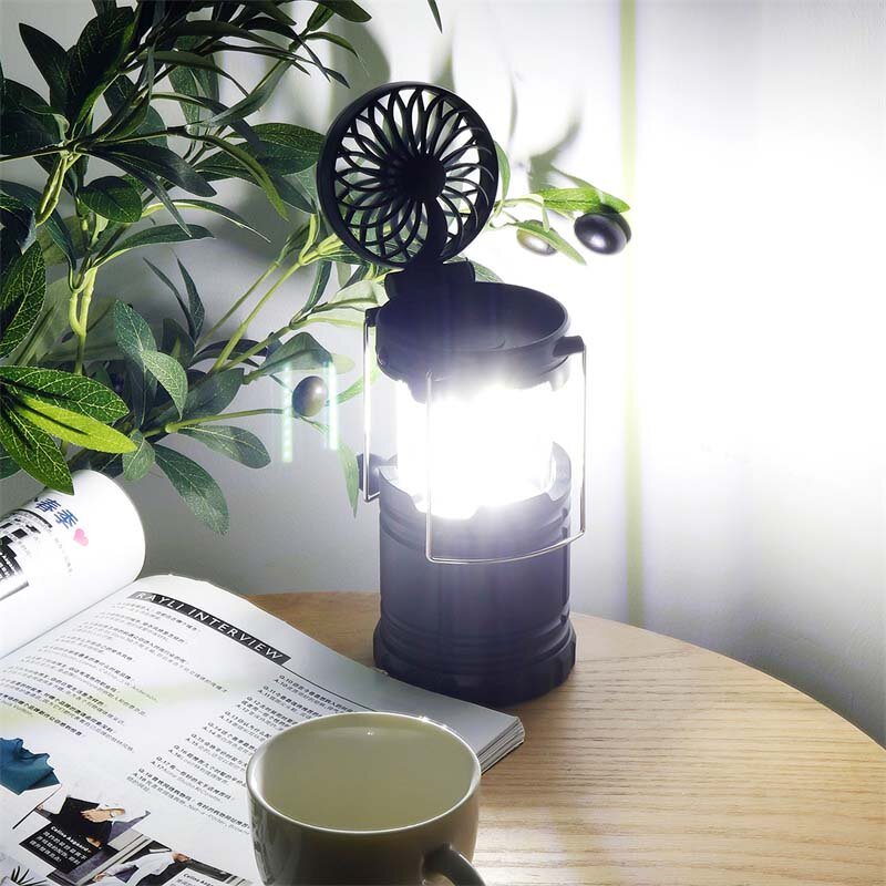 2 I 1 Cob/ball Bulb Camping Light Multifunktion Nödlykta Med Fläkt Arbetsljus Nattljus Tältlampa För Utomhus Fiske