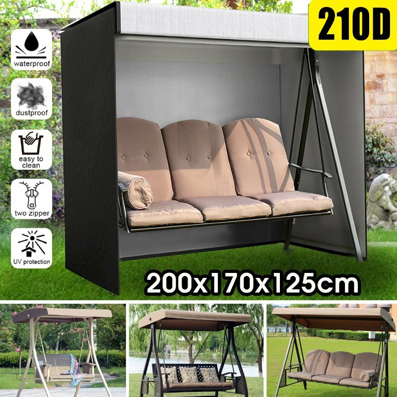 200x170x125cm 210d 3-sits Swing Seat Stol Hängmatta Överdrag Utemöbler Vattentät Trädgård Yard Soffa Stolöverdrag Vikbart Damm Regnskydd