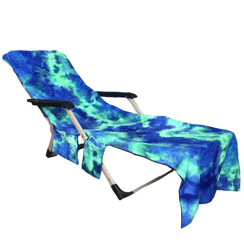 210 X 75 cm Strandstolshandduk Lazy Solbadshandduk Tie-dye Absorberande Campingmatta Handdukar Med Flera Fickor