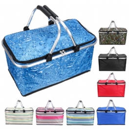 30l Uppgraderad Picknickkorg Isolerad Kylare Förvaringskorg Vikbar Picknickpåse Utomhuscamping Panik Värme & Kyla Isolering Oxfordduk 18''11''9.4''