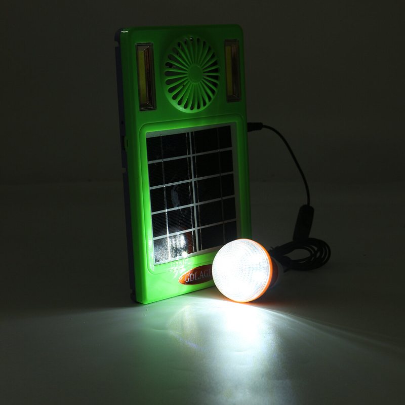 4-i-1 750lm Campingljus Cob Arbetslampa Solpanel Fläkt Power Bank Edc Utomhusresor