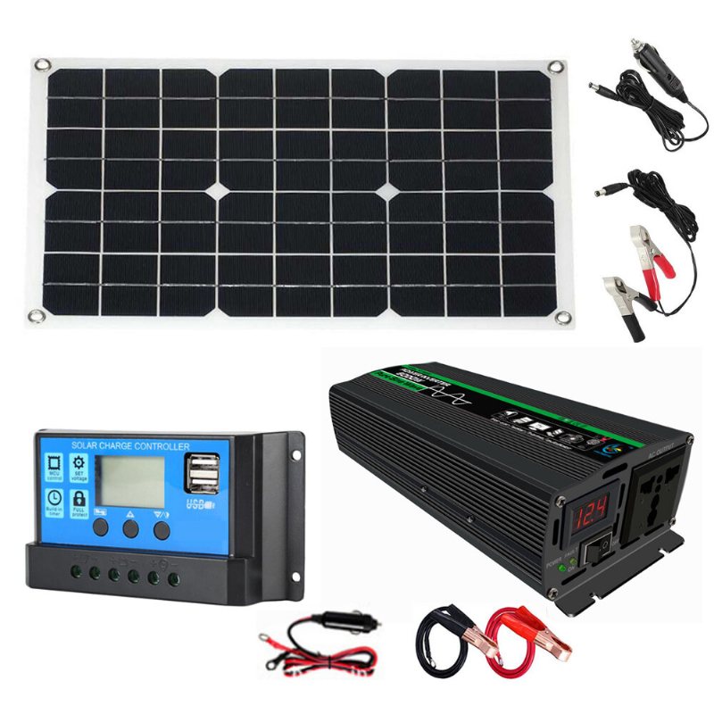 8000w Solar Inverter Kit Solenergisystem Med 18w Solpanel 30a Controller För Campingresor