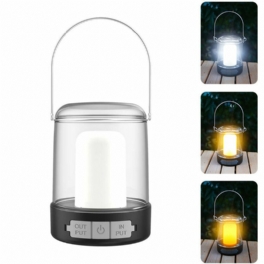 Bärbar Campinglampa Usb Uppladdningsbar Arbetslampa Vattentät Led-lykta Utomhusnödlampa